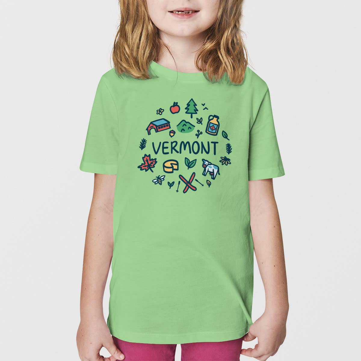 RetroPlanet - Wholesale Screen Printed T-Shirt - Kids - Vermont Doodles Playful Icons Youth T-Shirt Unisex XS-XL0