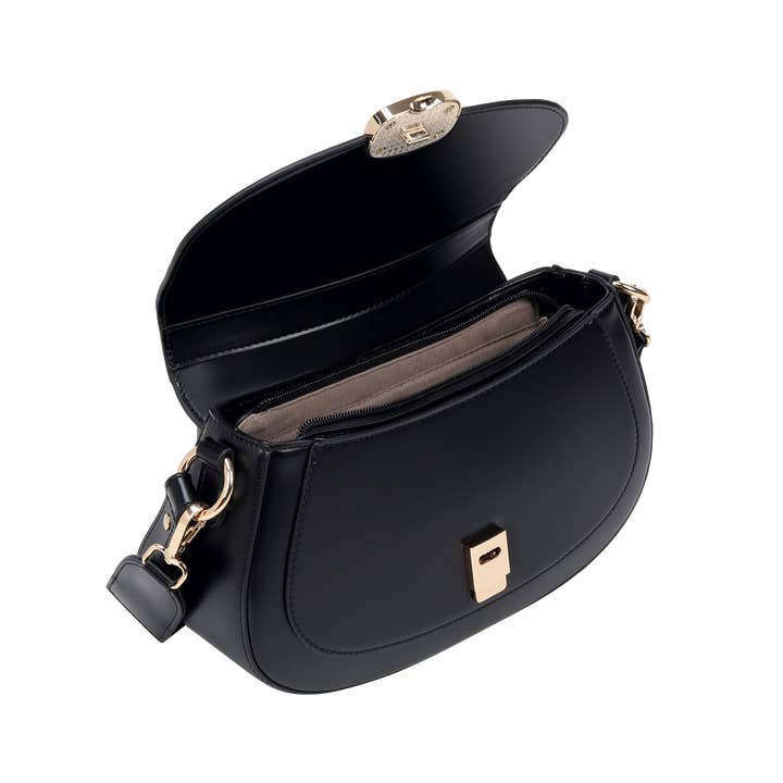 ACACIA(Formerly OLA) - Wholesale Shoulder bag – women's - Grace Black Gold Clasp Saddle Bag4