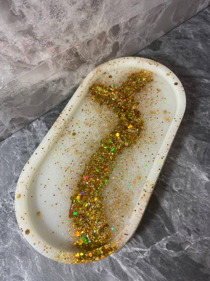 Gold Glitter Vein Tray | Trinket Tray | Luxury for wholesale by KraftzbyKenzie