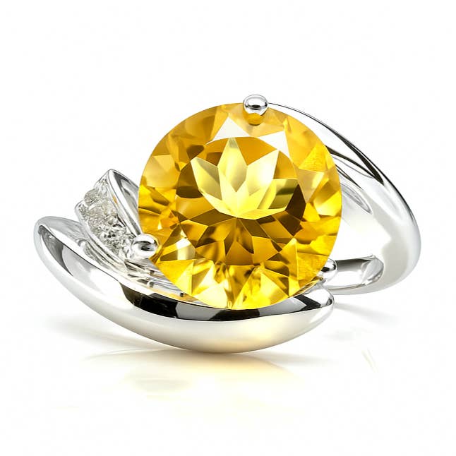 Yellow Natural Citrine Sterling Silver Bypass Ring for wholesale by FCJ Jewelry LLC