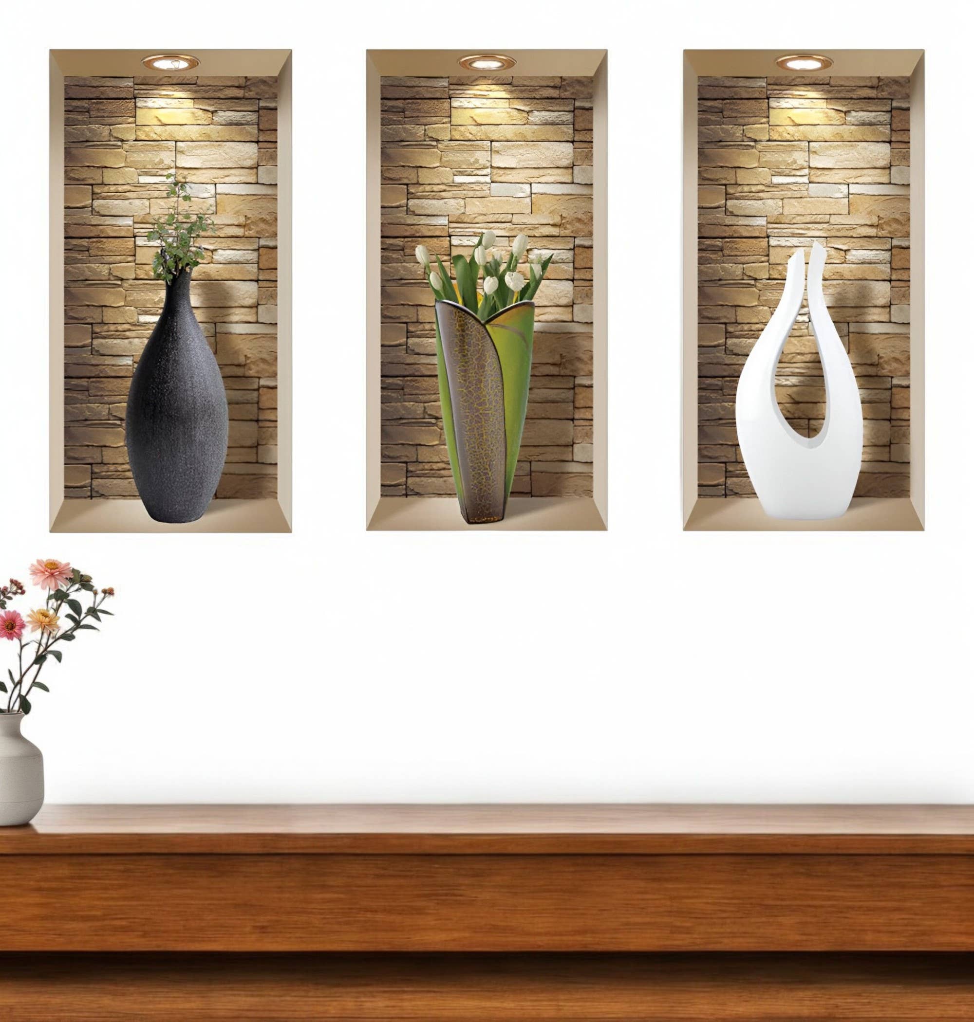 HomeRoots - Wholesale Wall Decal/Stickers - Set of Three Gus Faux Niche 3D Peel and Stick Wall Decals