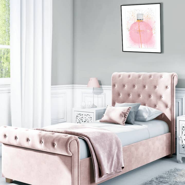 Pink Pastel Perfume Wall Art Print for wholesale by Woolly Mammoth Media