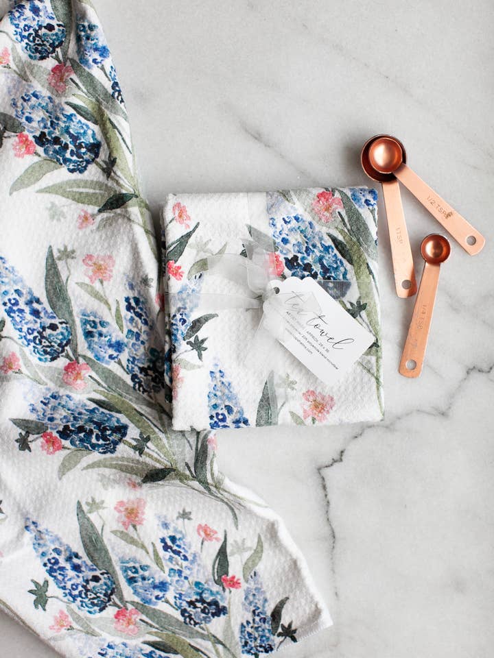 Wildflower & Bluebonnet kökshandduk för wholesale av Hope Helms Fine Art & Design