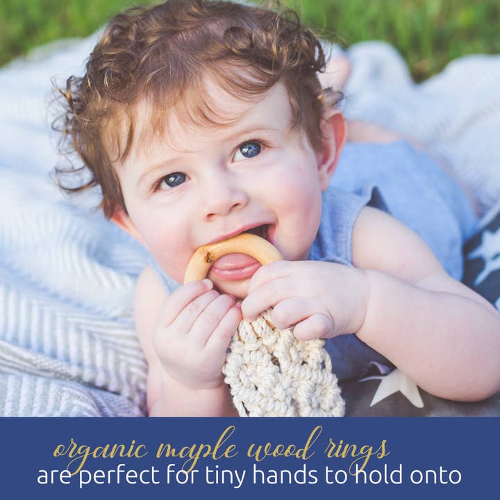 Sweetbottoms Naturals - Wholesale Teether (Not Clip-On) - Baby - Organic Macrame Wooden Teether Toy with Food-Grade Cotton3