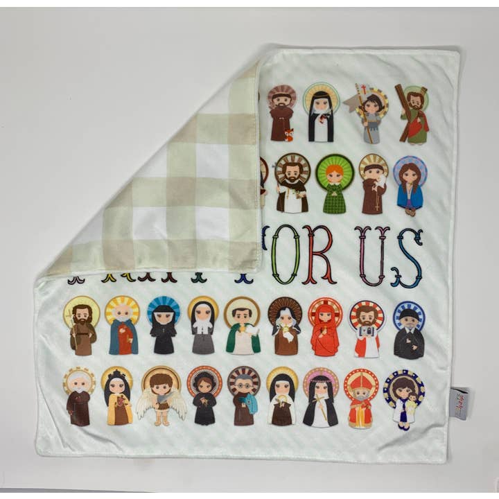 Meyer Market Designs - Wholesale Bedding Blanket - Kids & Baby - 18" Pray for Us Ultra Soft Lovey Blanket. Baby Prayer Mini Blanket. Saint Lovie Blanket. Baptism Gift. Catholic Baby Gift. Pray for Us gift.1