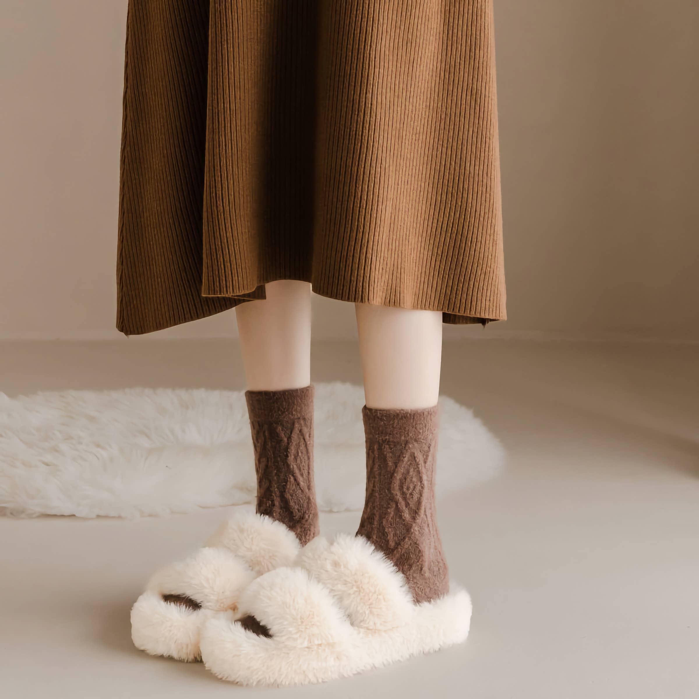 Happy Knits - Wholesale Socks - Women's - Women's Winter Wool Socks - Thick Cable Knit Warm Socks13