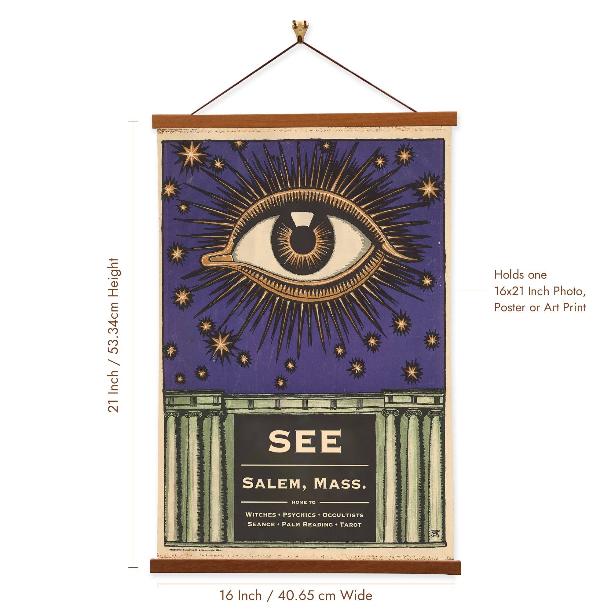 Vintage Banners - Wholesale Poster - See Occult Salem vintage reisposter met lijst - canvas wanddecoratie - souvenir en decoratie uit Salem, Massachusetts3