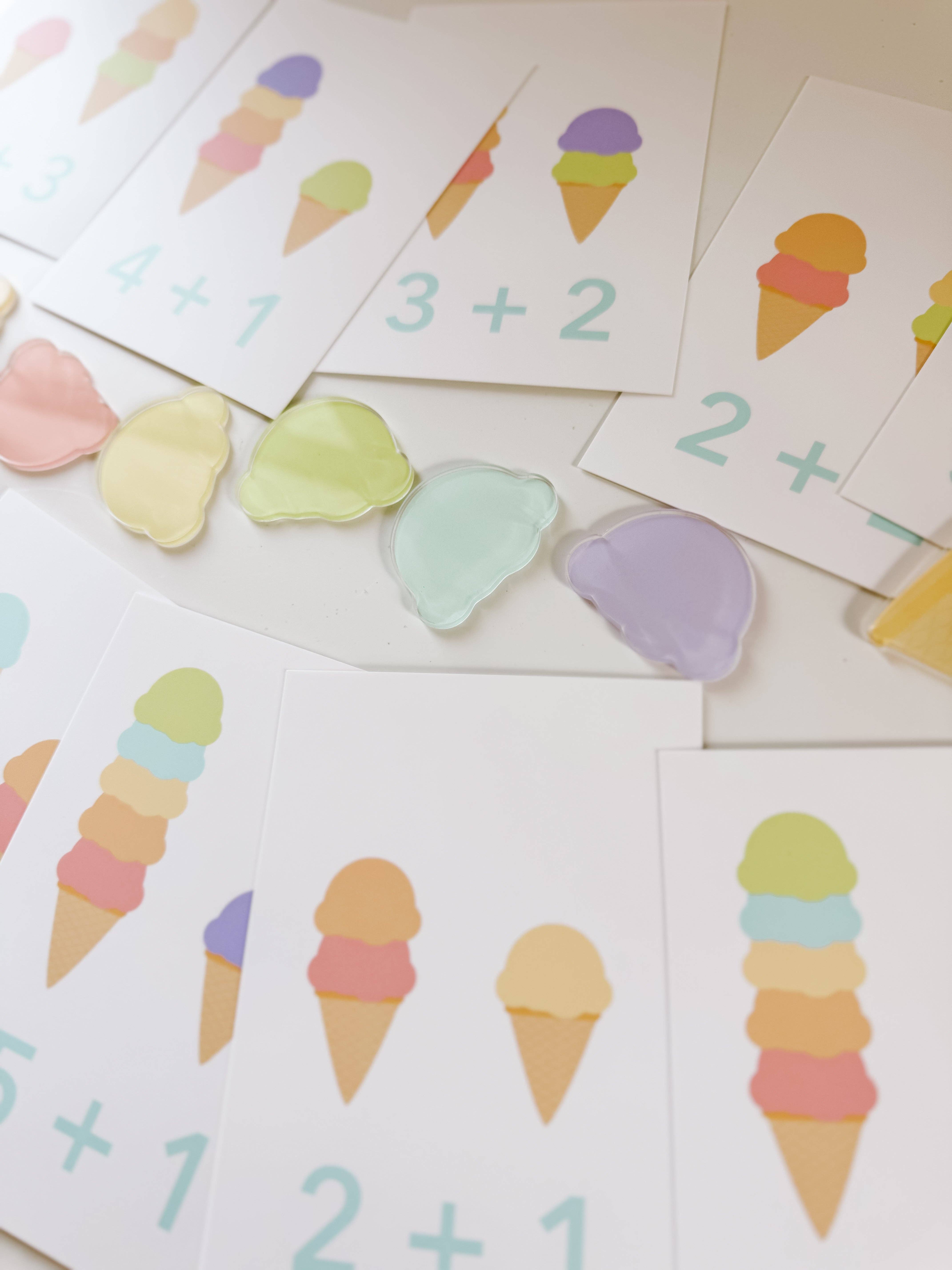 GoodnightFox - Vente Cartes d'apprentissage – enfant et bébé - Kit sensoriel de mathématiques avec crème glacée1