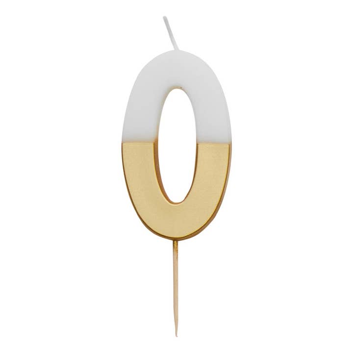 Talking Tables USA - Wholesale Cake Candle - White & Gold Birthday Number Candles | 0-9 | Single |