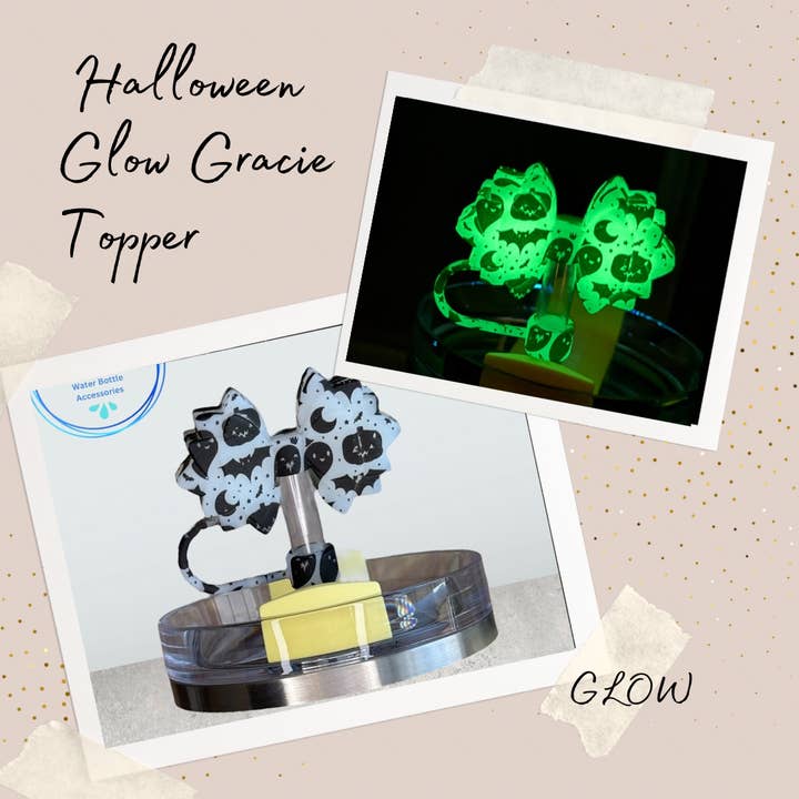 Halloween Glow Gracie Straw Topper for wholesale by Grit & Grace Water Bottle Accessories