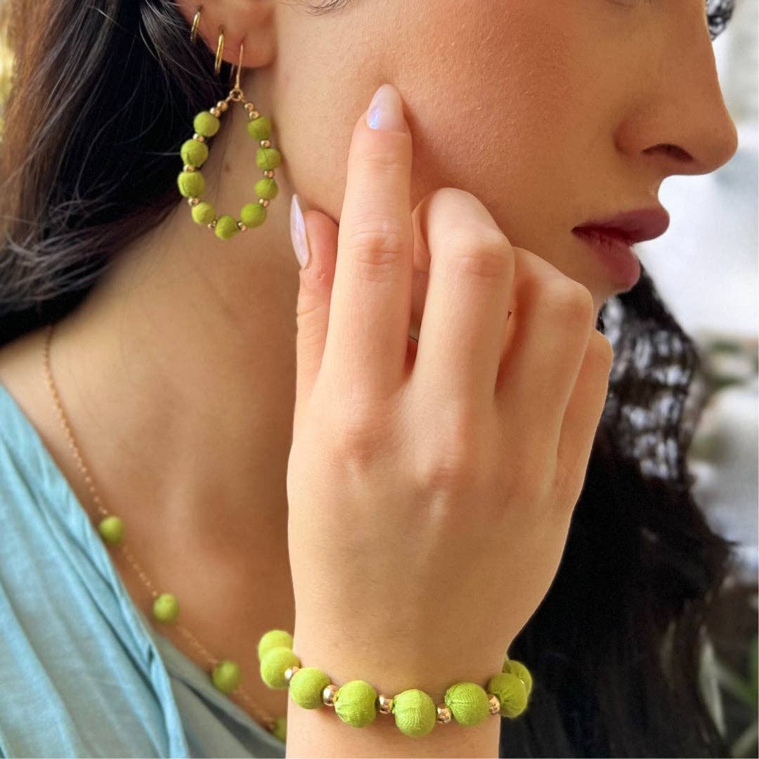 Humble Hilo - Vendita all'ingrosso Bracciale con perline - Bracciale Humble Hilo Sari Jewelry, con Perline di Tessuto e Perline Metalliche19