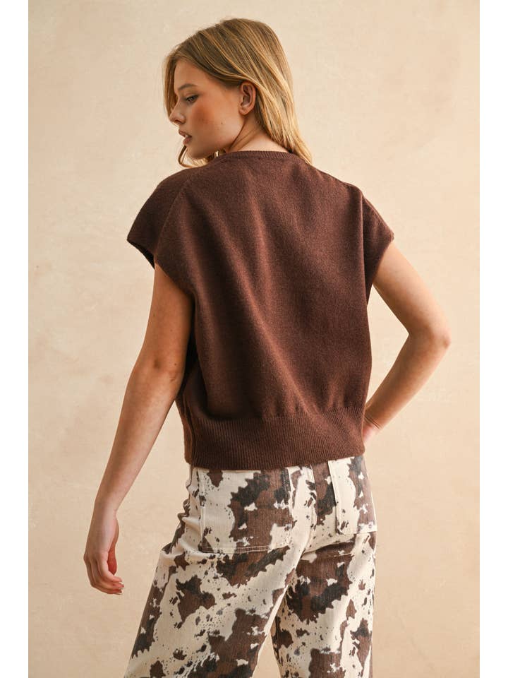 MIOU MUSE - Wholesale Knit Top - Women's - T4083 LOOSE FIT SHORT SLEEVE SWEATER TOP7