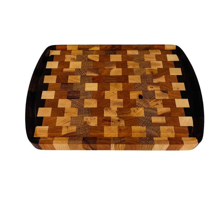 End Grain Cutting Board with Beeswax Oil 10x14 Iris for wholesale by Lakota Lane LLC