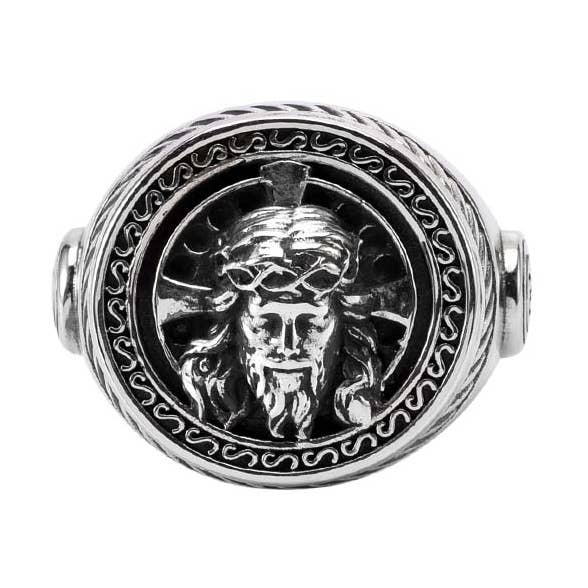 Silberner Herren-Siegelring Jesus Christus für den Großhandel von Orus bijoux men