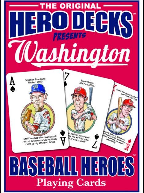 Cartes à jouer aux héros du baseball de Washington pour les fans des championnats nationaux et pour la vente par Midwest Novelty / Parody Productions