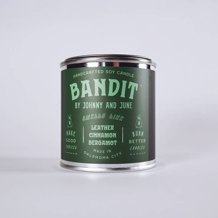Johnny and June - Wholesale Travel Candles - Bandit 8oz Tin Soy Candle1