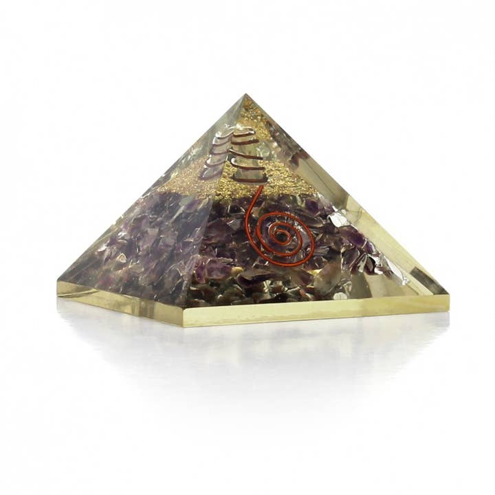 UniArt - Wholesale Spiritual Stone/Crystal - Orgonite Pyramid with Natural Stones and Copper Spiral