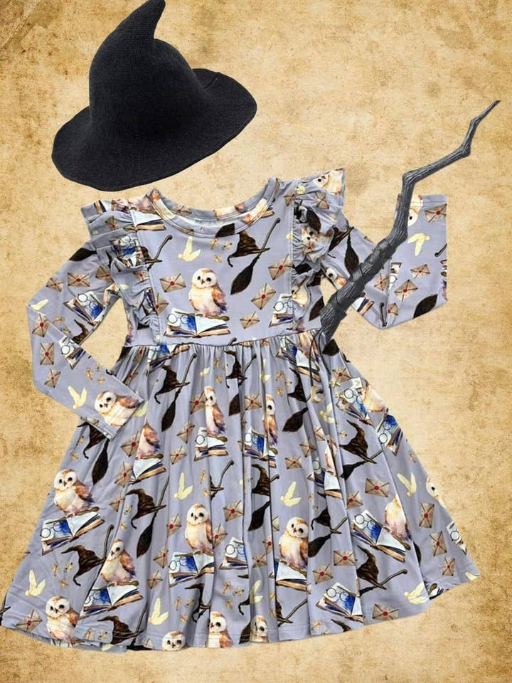 Riley & Rett - Wholesale Dress - Kids - Yer A Wizard Long Sleeve Ruffle Twirl5