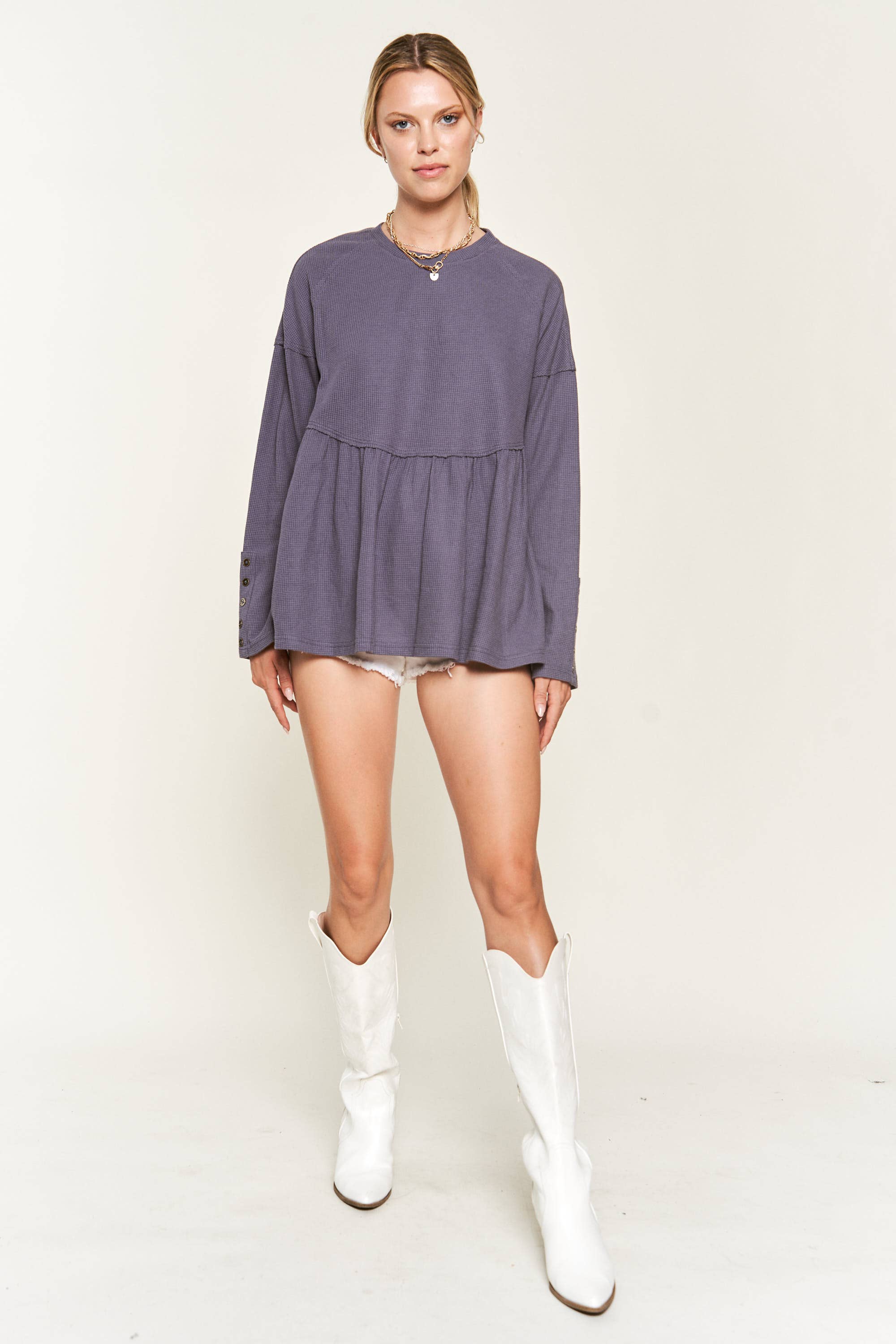 JADE BY JANE - Vendita all'ingrosso Felpa - Donna - Pullover in tessuto a maglia waffle JJT5045 16