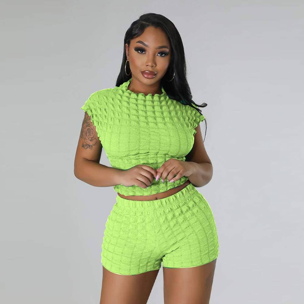 Fashion Combination – wholesale Top & skirt set – Women's – bubble set casual sleeve women sets15