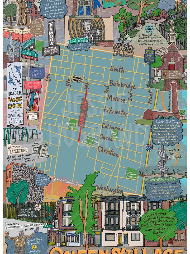 Mappa di Queen Village, Filadelfia per la vendita all'ingrosso da parte di jessie husband