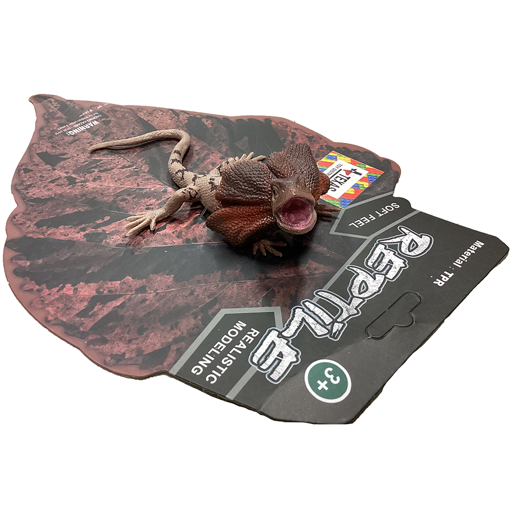 Texas Toy Distribution – wholesale Figurine toy – Kids – Frilled Lizard Reptile Figurine on Peggable Board1