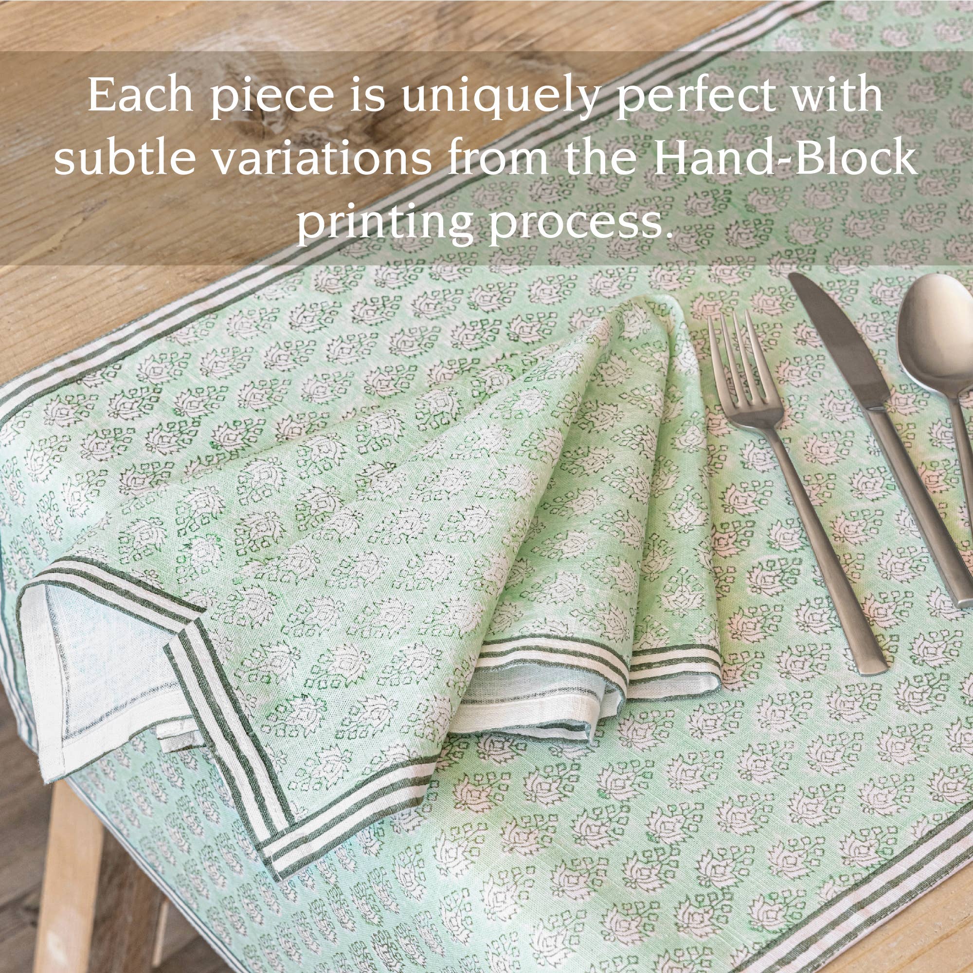 over&back - Wholesale Dinner & Cloth Napkin - Artisan Hand-Blocked Cloth Napkins – 100% Cotton – Set of 4 8