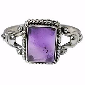 Amberman - Wholesale Single Stone/Solitaire Ring - Amethyst Stone Sterling Silver Ring