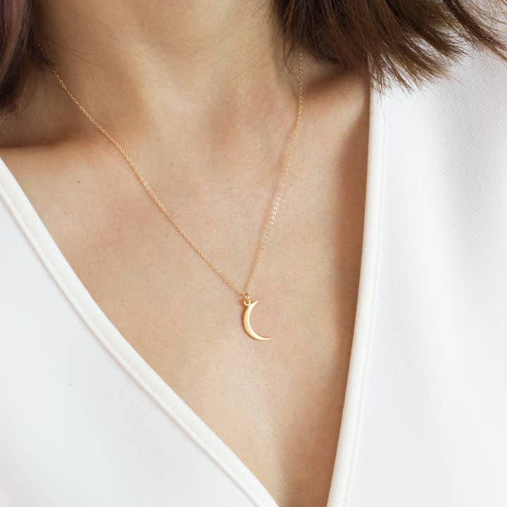 Monday Monarch | Necklaces, Earrings & Bracelets - Wholesale Pendant/Charm Necklace - Gold Moon Necklace, Sterling Silver Moon Pendant Necklace