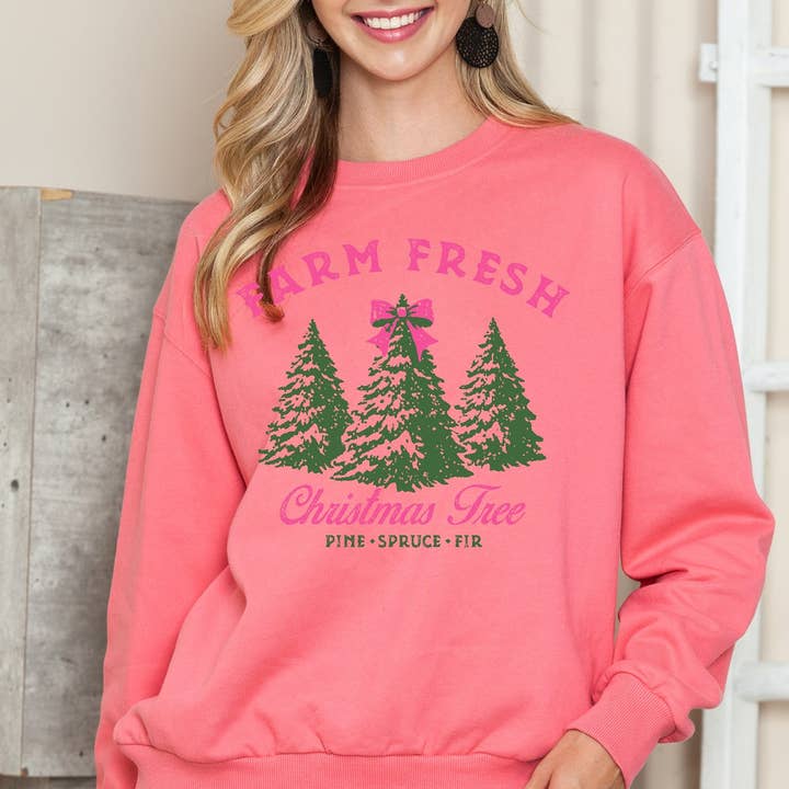 FARM FRESH CHRISTMAS TREE Crewneck Sweatshirt for wholesale by Amused by Blue