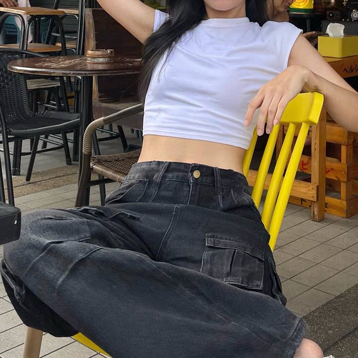 ELC Stevie Wide Leg Cargo Jeans for wholesale by Revella The Label