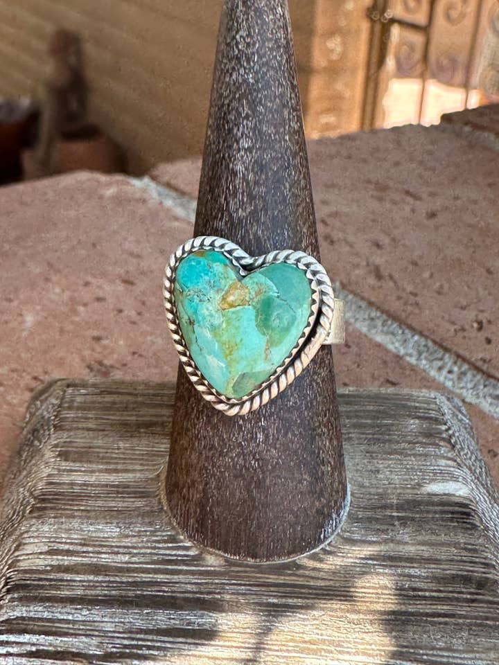 Anello Cuore Regolabile in Argento Sterling Turchese Amore Fatto a Mano per la vendita all'ingrosso da parte di Nizhonitradersllc
