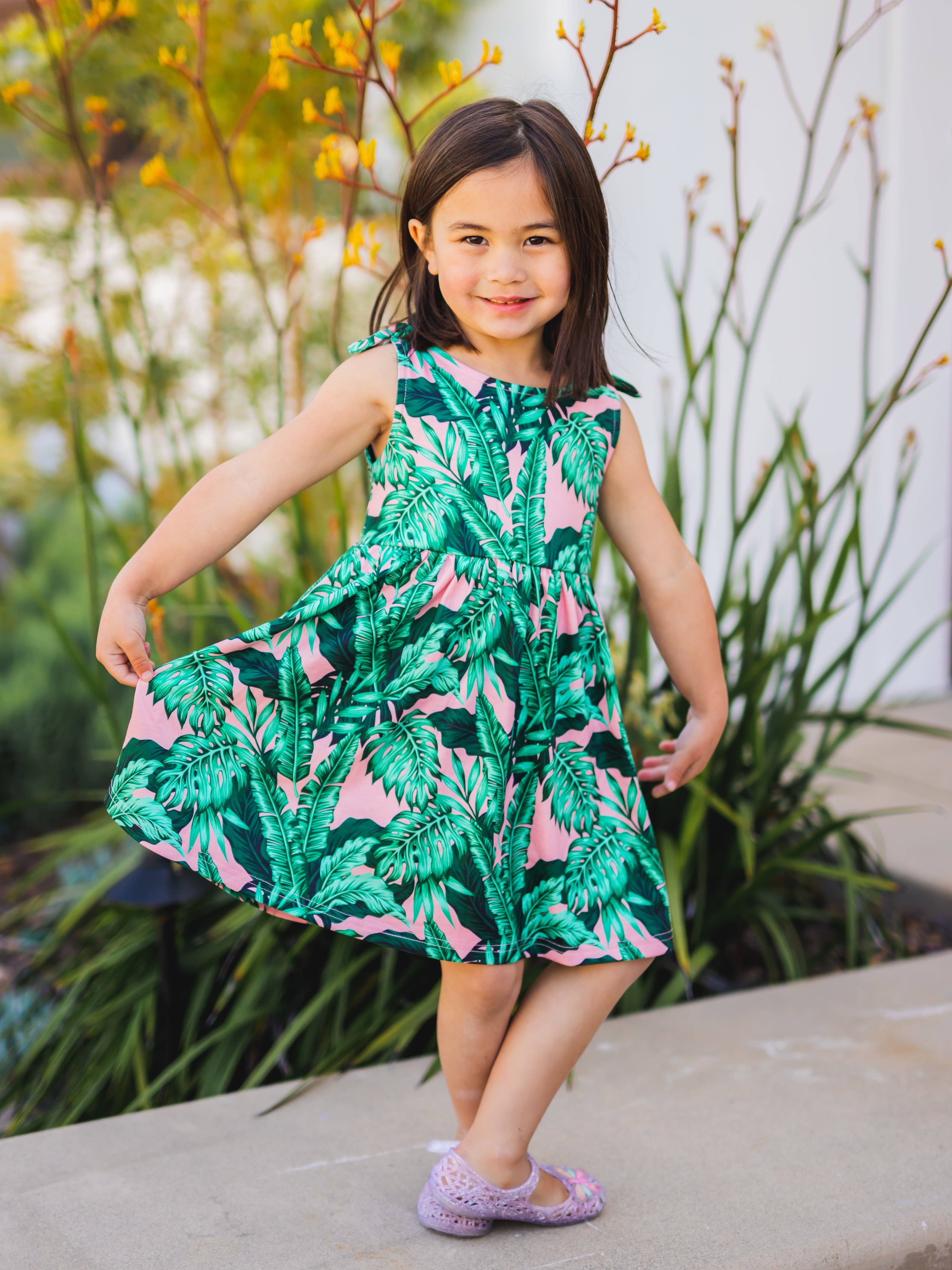 Tickled Teal - Wholesale Dress - Kids - Knotted Shoulder Tank Little Girls Dress0