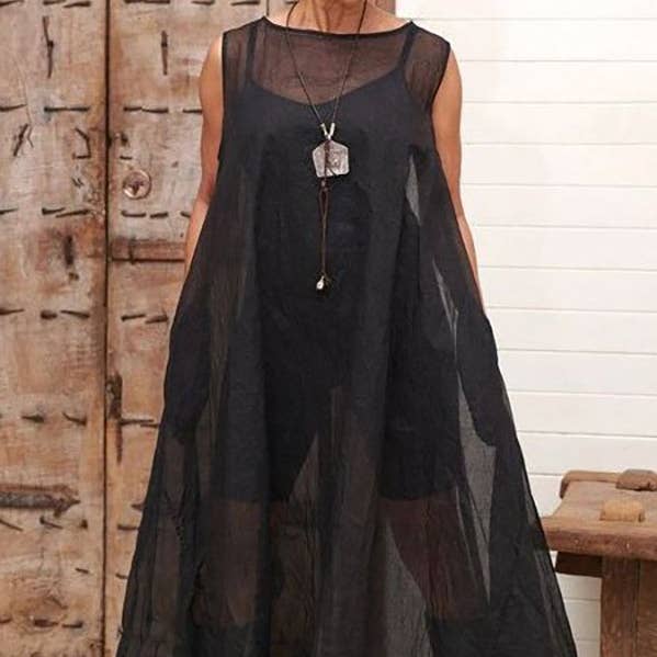 A-line gennemsigtig lomme cover-up midikjole for engroshandel hos UZ Wholesale Store