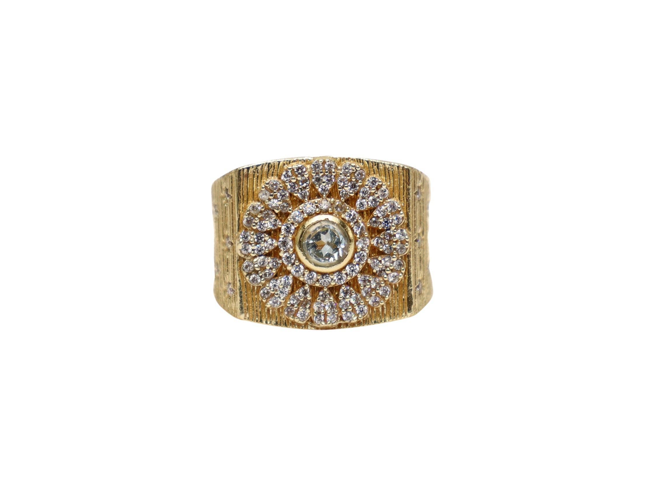 DIAPERIS - Wholesale Cocktail/Statement Ring - CISTUS RING IN GOLD AND BLUE TOPAZ1