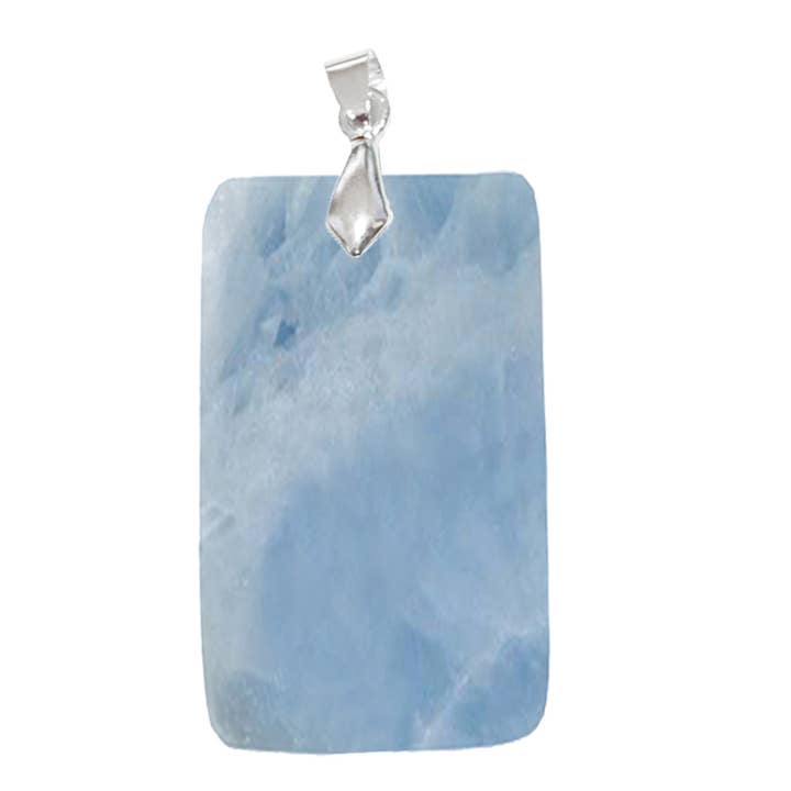 Rechteckige blaue Calcit-Anhänger für den Großhandel von Artisans de Madagascar