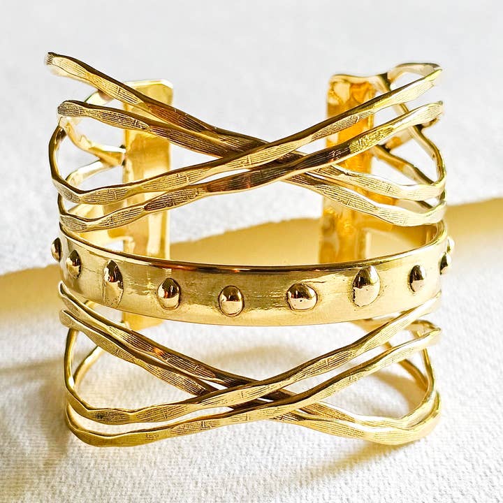 Messing flerlaget håndlavet manchetarmbånd dråbe for engroshandel hos Bisjoux