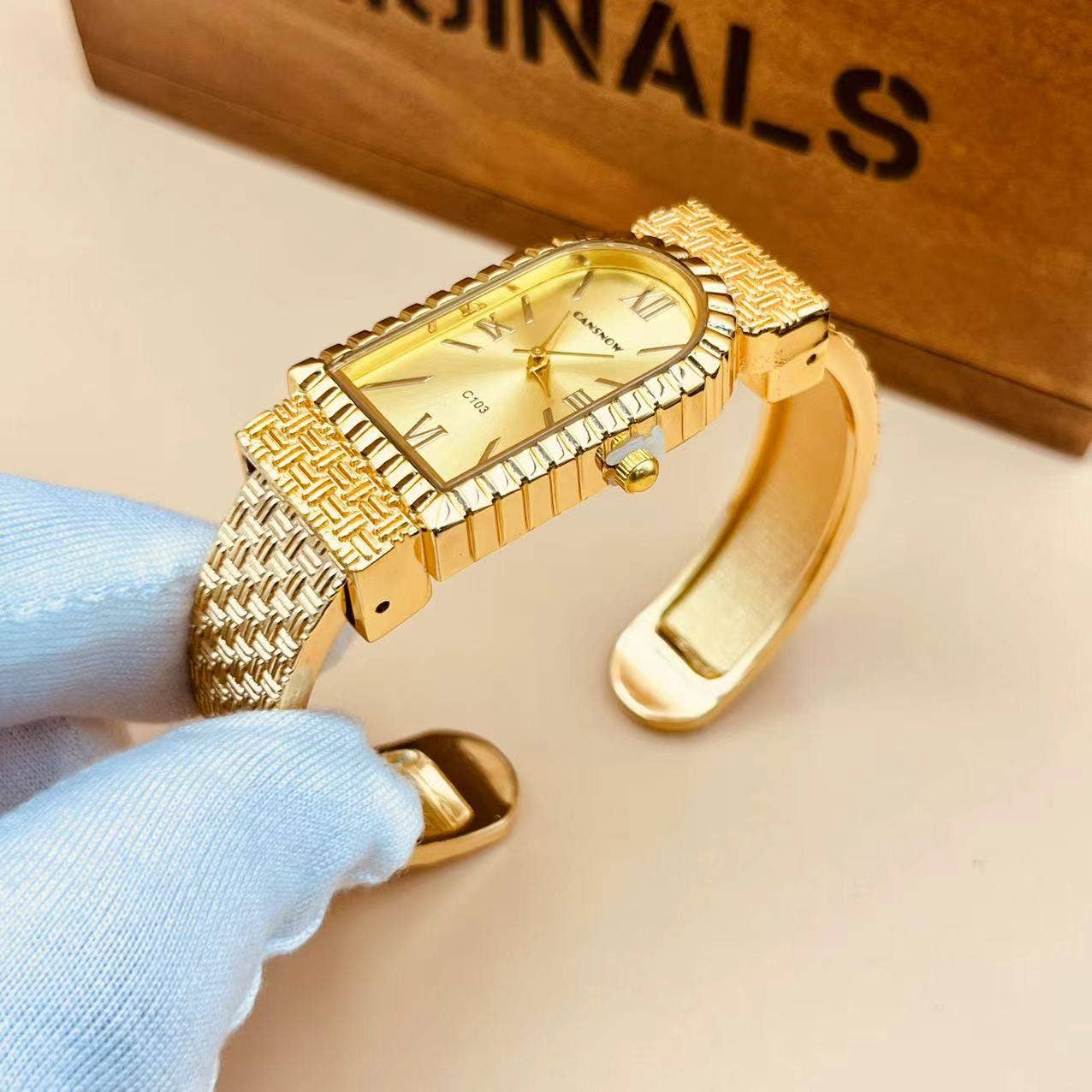 WoodWristCo - Wholesale Wrist Watch - Women's - Women Gold Plated Bangle Bracelet Watches5