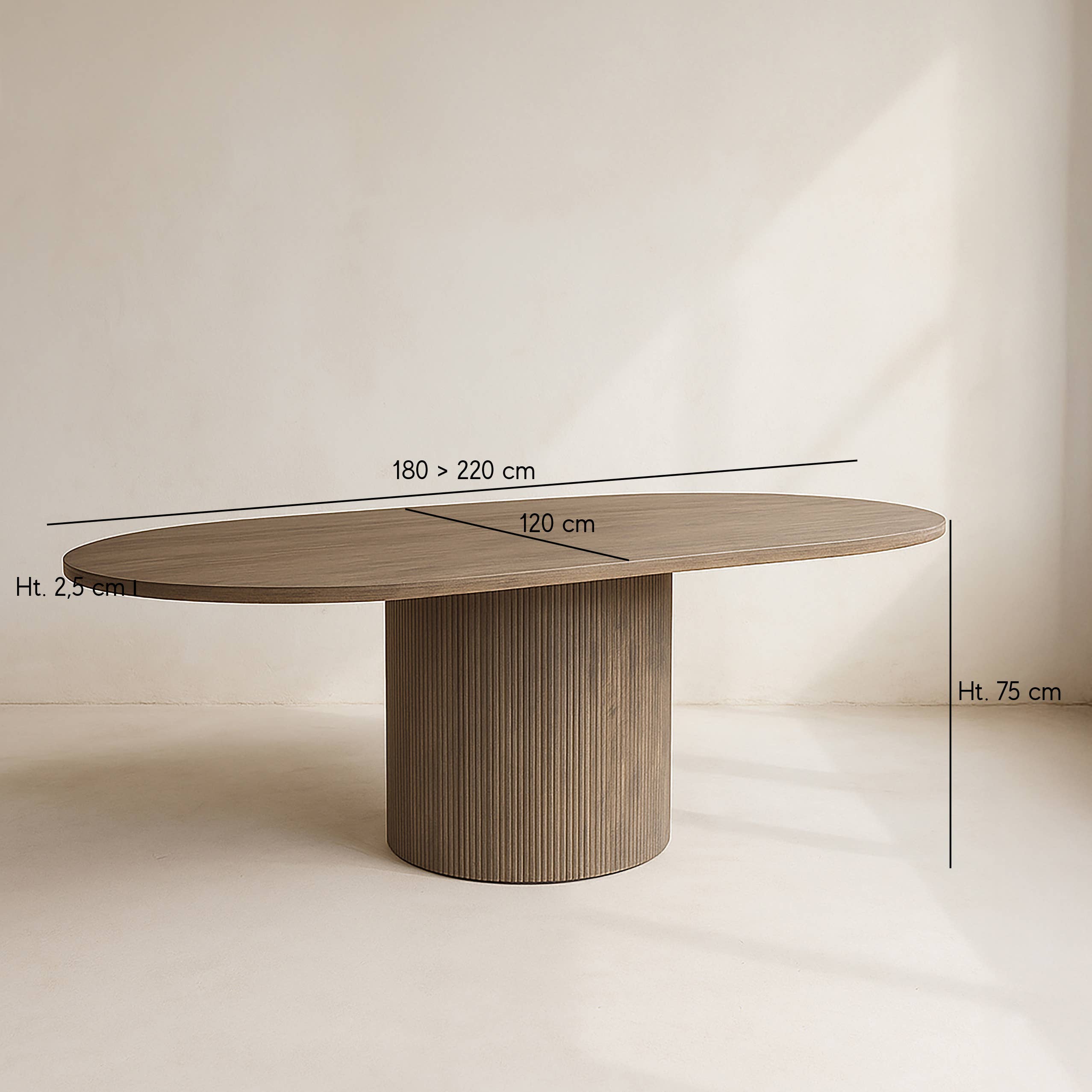 Now's Home - Wholesale Side Table - EXTENDABLE TABLE WOOD EFFECT WALNUT COLOR 180/220X75CM SIERRA5