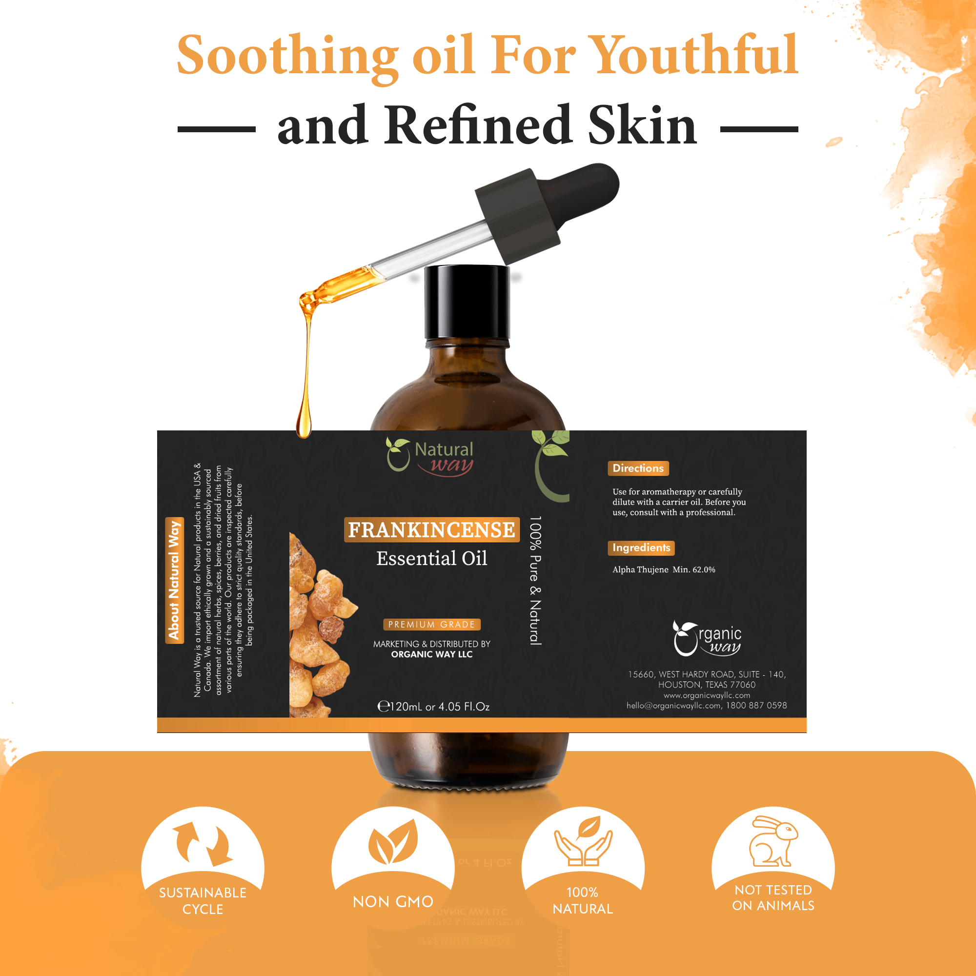 Organic Way LLC - Wholesale Essential Oil - Natural Way Frankincense Essential Oil | Premium Grade Essential Oils for Hair Care, Oil for Skin, Aromatherapy, & Diffuser | Essential Oil for Hair, Massage Oil & Humidifier Use | 4 Fl Oz (120 mL)l)5