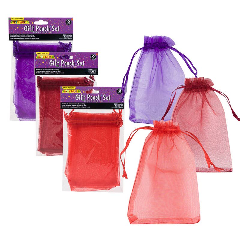 Deluxe Import Trading – wholesale Gift sack – Gift Pouch Set - 6 Pack - 4.3x6.3'' - Small Pouches0