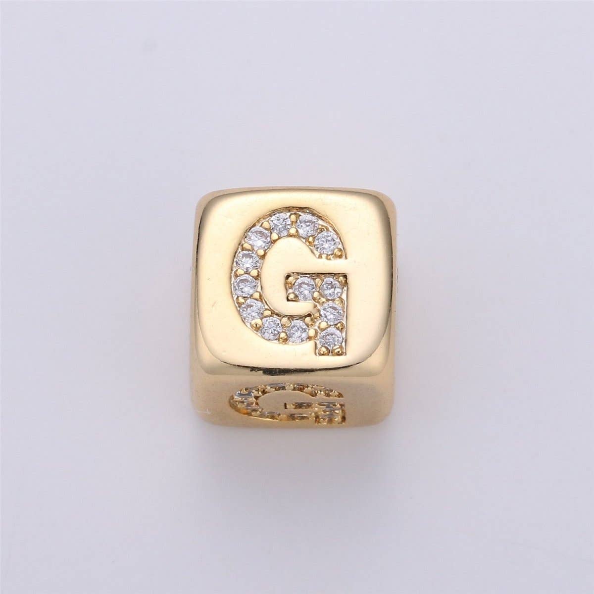 Aim Eternal - Wholesale Individual Charm/Pendant - 9x9mm Gold Initial Letter Beads, Alphabet Beads, Initial Beads, Alphabet Blocks Micro Pave Initial Block Charm for Bracelet Necklace Supply6