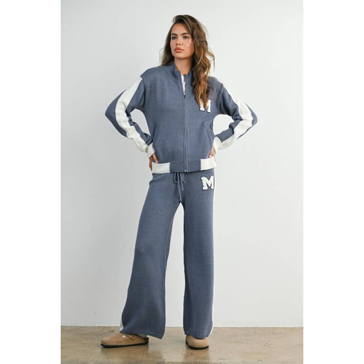 BUTTERMELON - Wholesale Jacket - Women's - Retro Varsity 'M' Sweater Jacket - BMJ795611