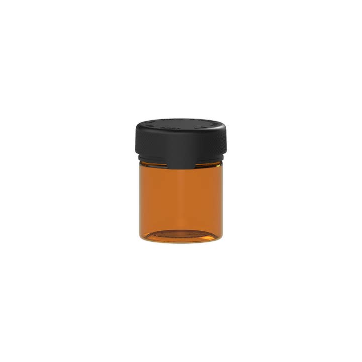 Copackr – wholesale Jar – 90CC/3FL.OZ/90ML Aviator CR - Container With Inner Seal & Tamper - Translucent Amber With Opaque Black Lid