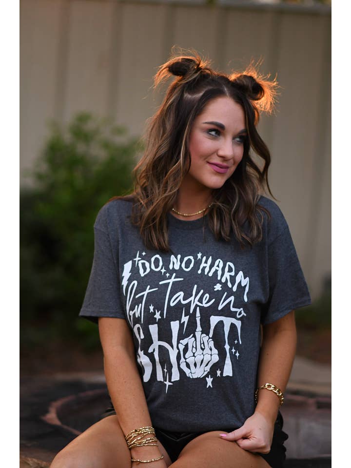 P&PD Wholesale - Wholesale Screen Printed T-Shirt - Women's - Do No Harm But Take No Shit Tee1