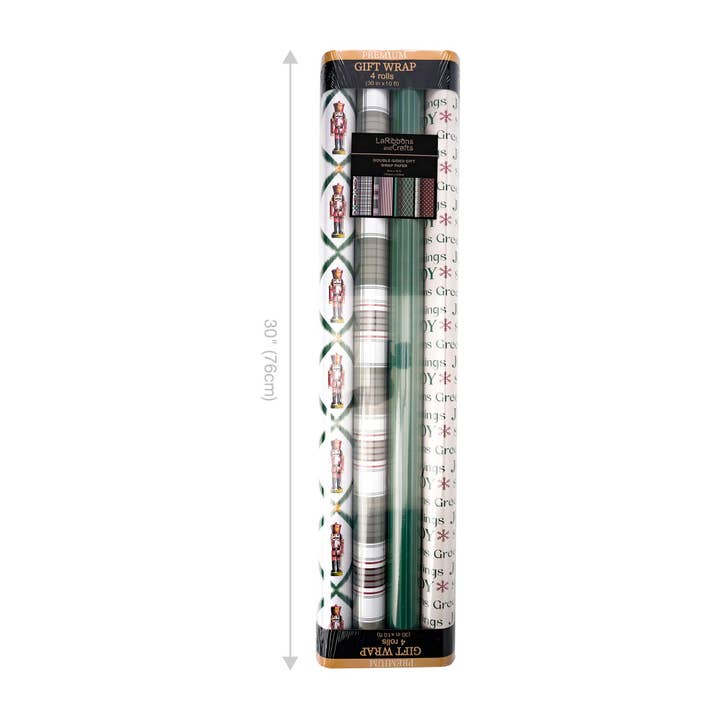 LA Ribbons Wholesale – wholesale Wrapping paper roll – Northfolk Pine Nutcracker Wrapping Paper Bundle 4-pack1