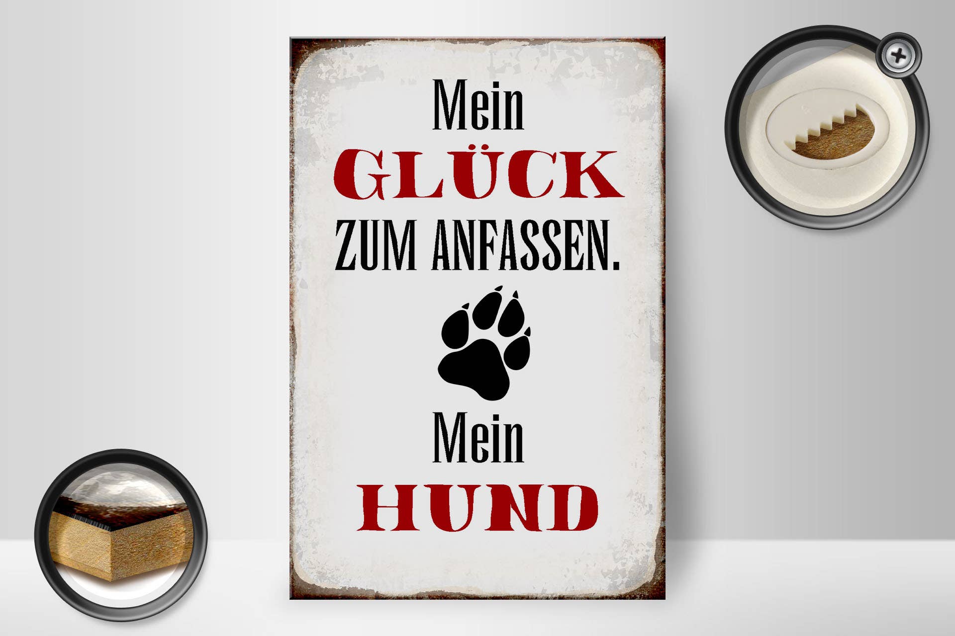 Femer - Wholesale Sign - Wooden sign saying 20x30cm Glück zum trächten mein Hund1