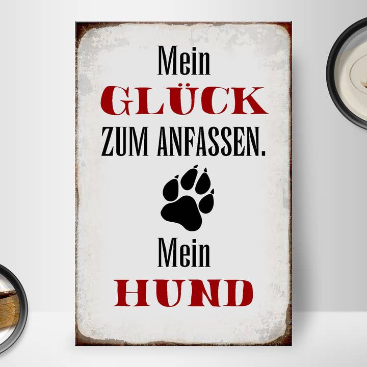 Femer - Wholesale Sign - Wooden sign saying 20x30cm Glück zum trächten mein Hund1