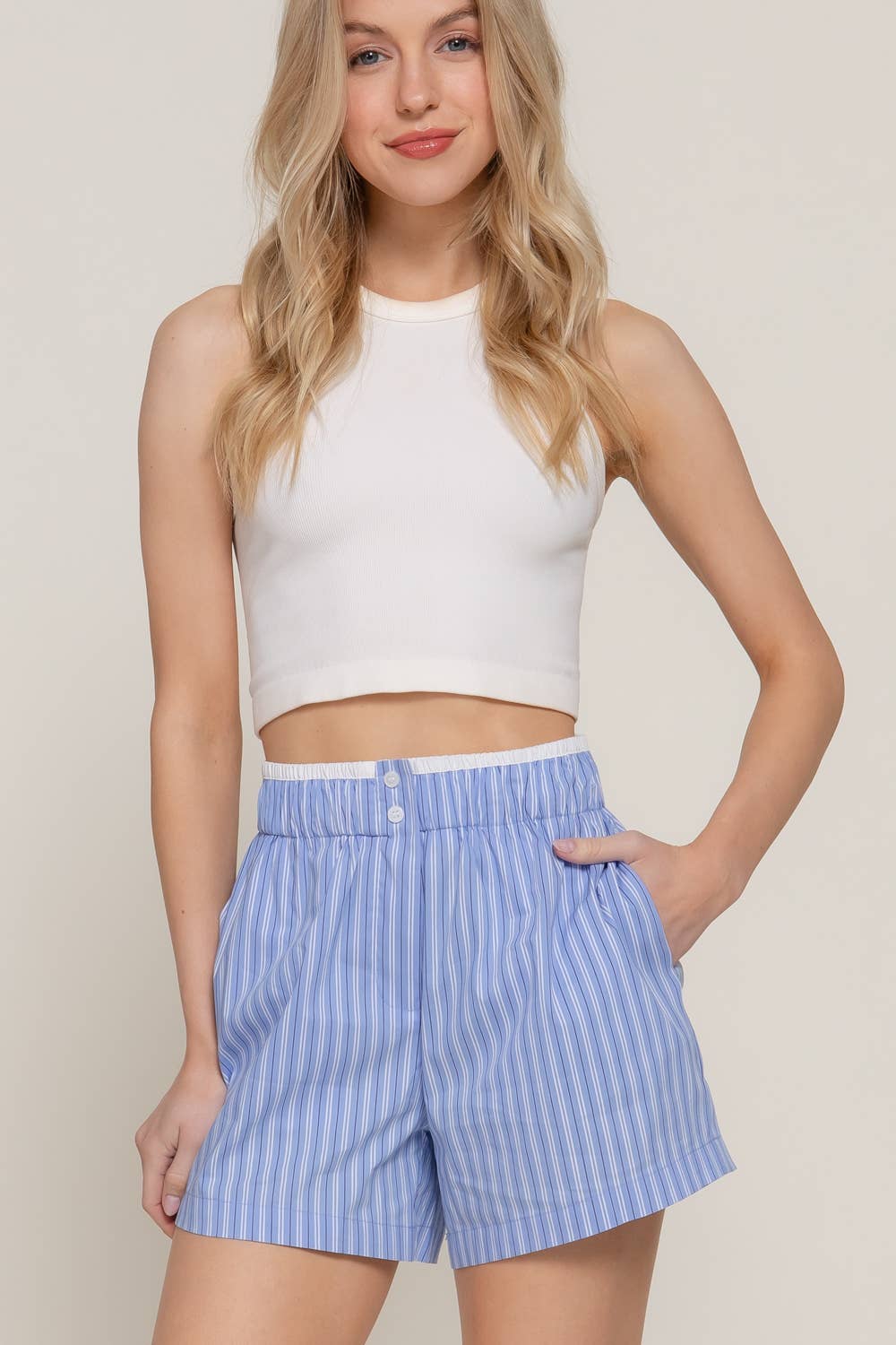 Active Basic | Active USA - Wholesale Shorts - Women's - Contrast Waist Combo Boxer Shorts22