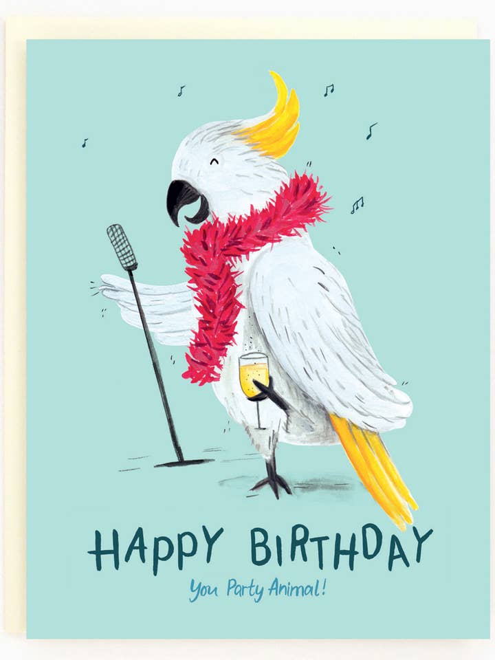Carte d'anniversaire Cacatoès pour la vente par The Paperhood